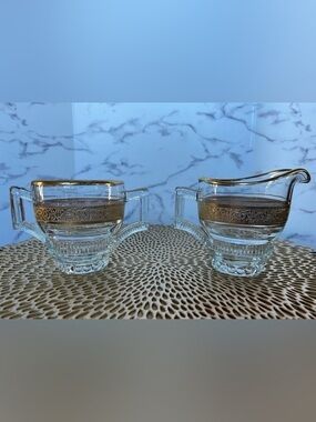 Vintage Glastonbury Lotus “Rambler Rose” Creamer & Sugar Bowl Set.